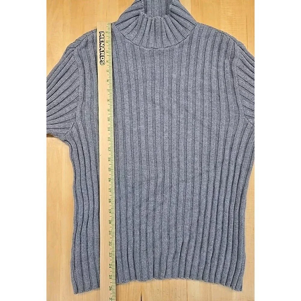VTG Abercrombie Fitch Sweater Mens Size Large Gray Fisherman Ribbed USA 90s Y2K - Picture 6 of 9